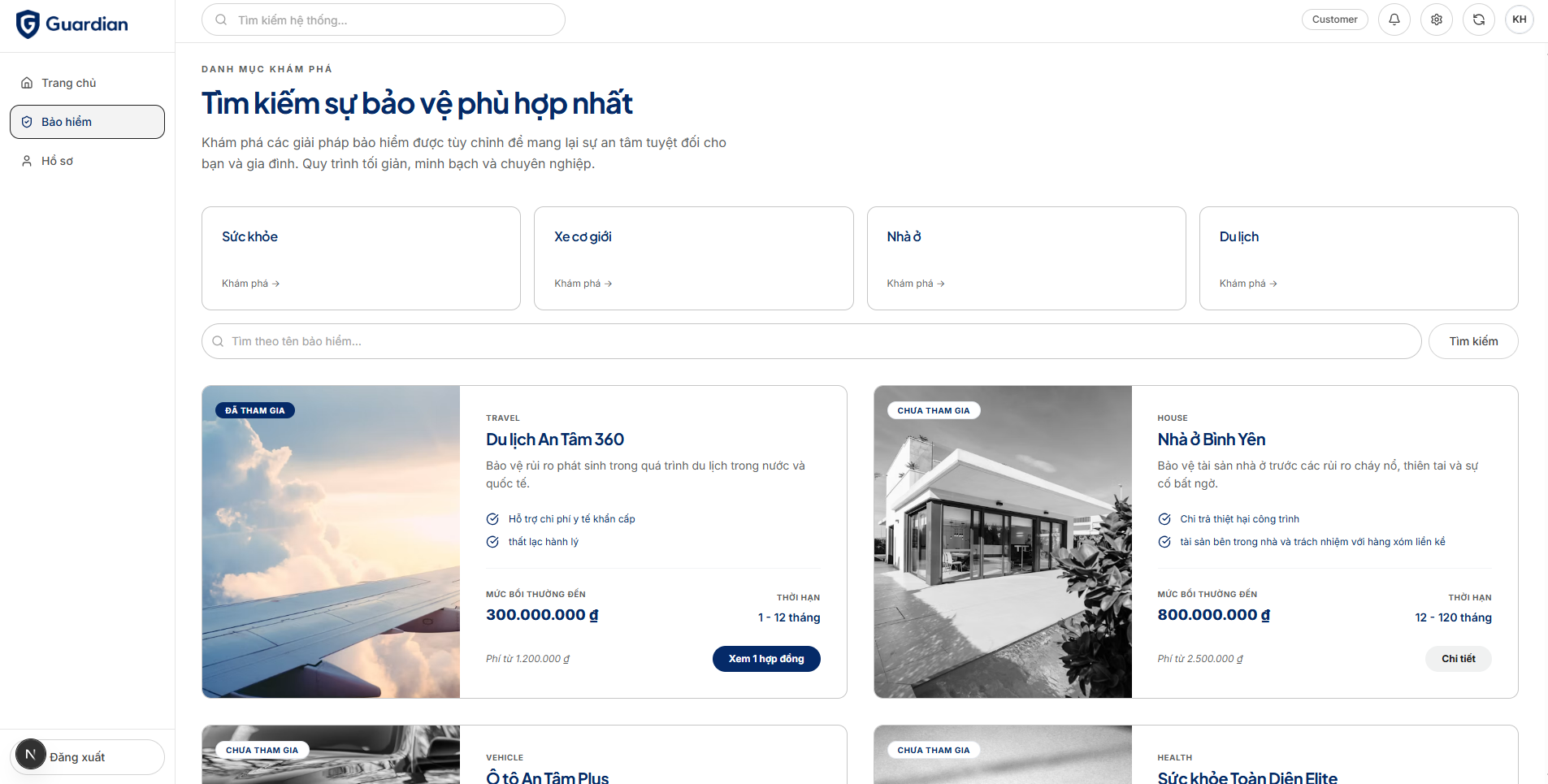 trang khám phá bảo hiểm cho khách hàng