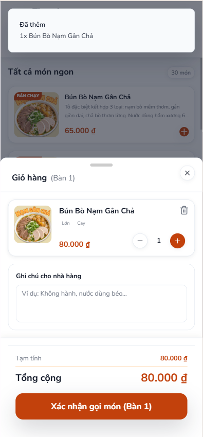 màn hình giỏ hàng