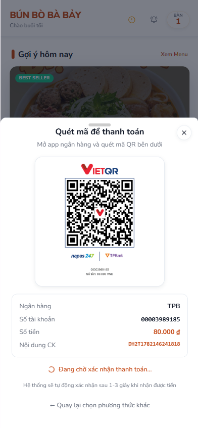 màn hình qr thanh toán