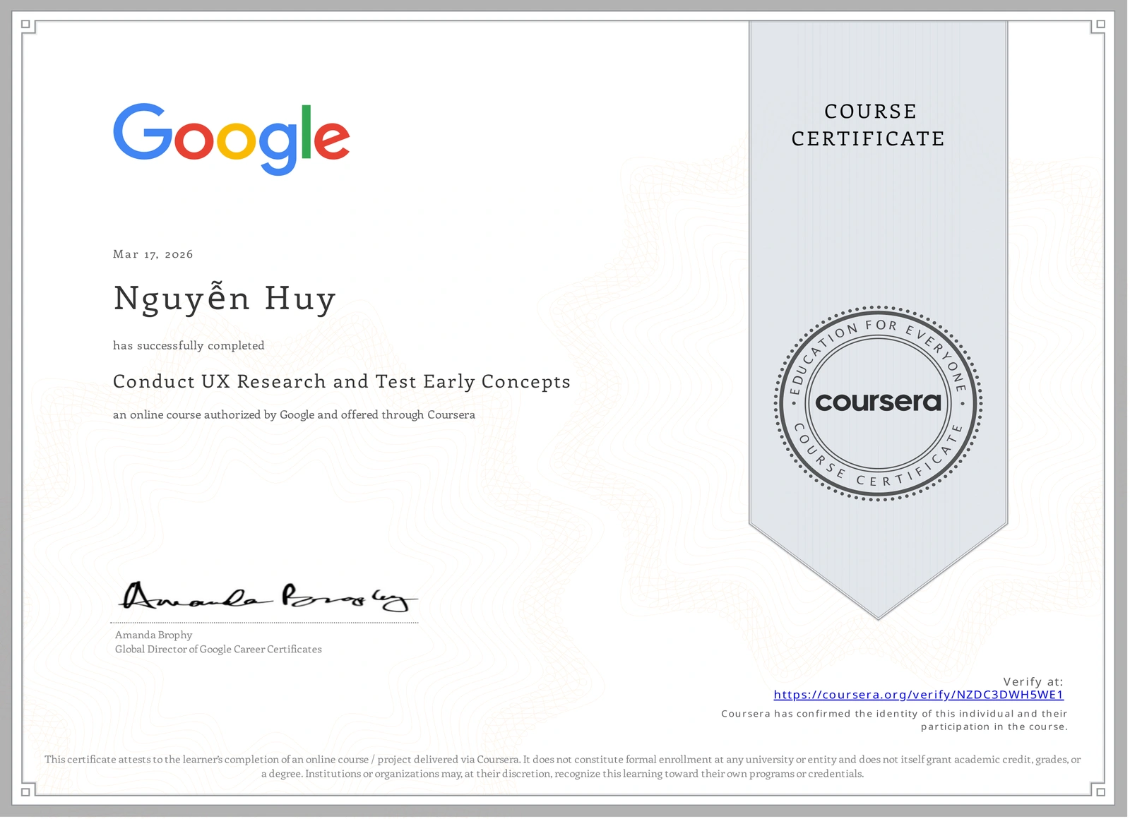 Google UX: Conduct UX Research and Test Early Concepts