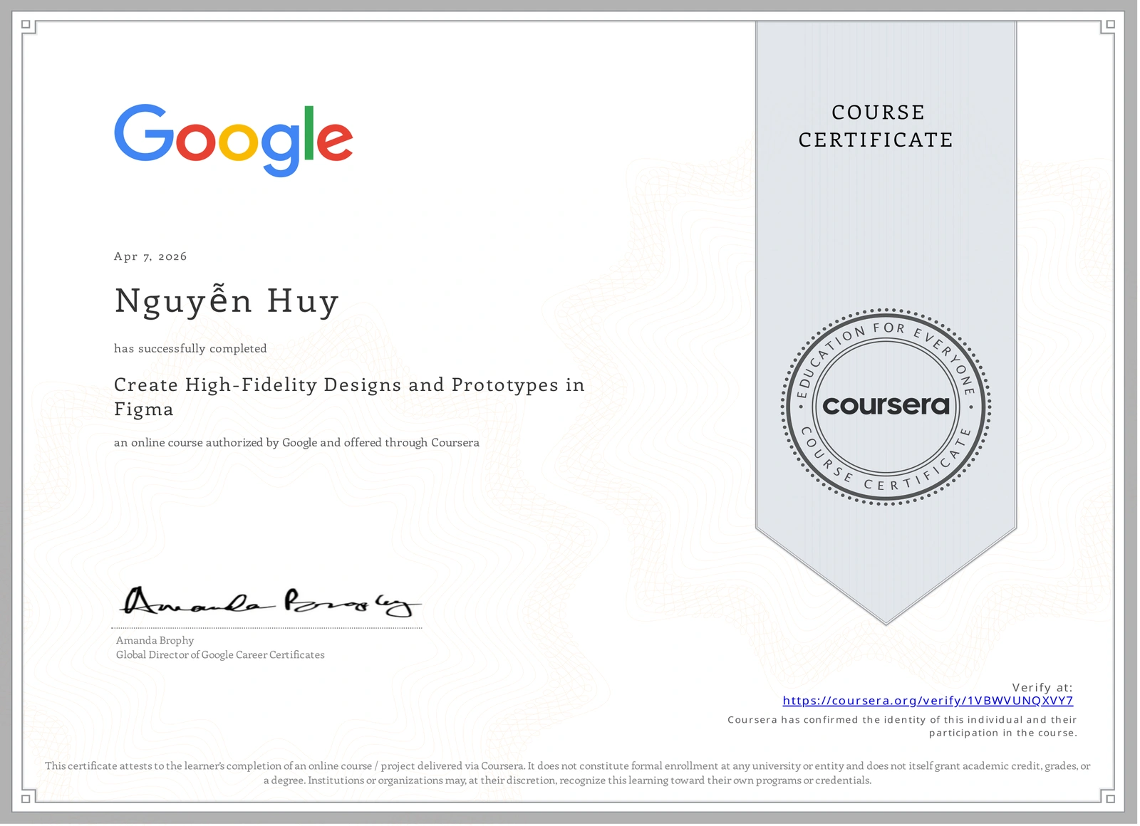 Google UX: Create High-Fidelity Designs and Prototypes in Figma