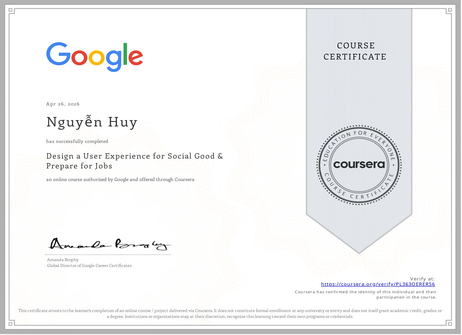 Google UX: Design a User Experience for Social Good